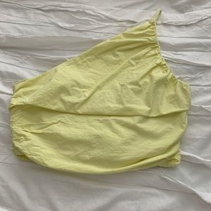 Zara one shoulder yellow top